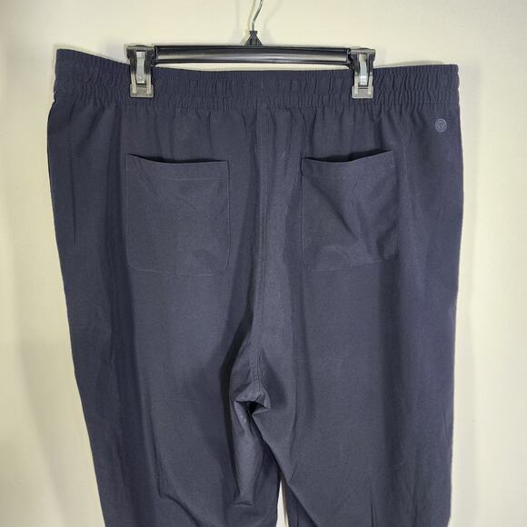 T by Talbots Women Cropped Pant Size XLP Navy Blue Pull On Drawstring Woven Knit - Picture 5 of 11